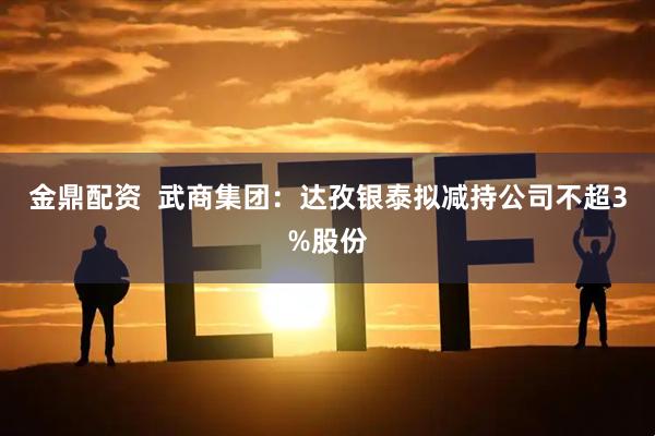 金鼎配资  武商集团：达孜银泰拟减持公司不超3%股份